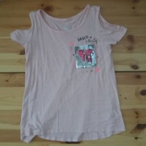 Justice pink cold shoulder shirt. Sz 6